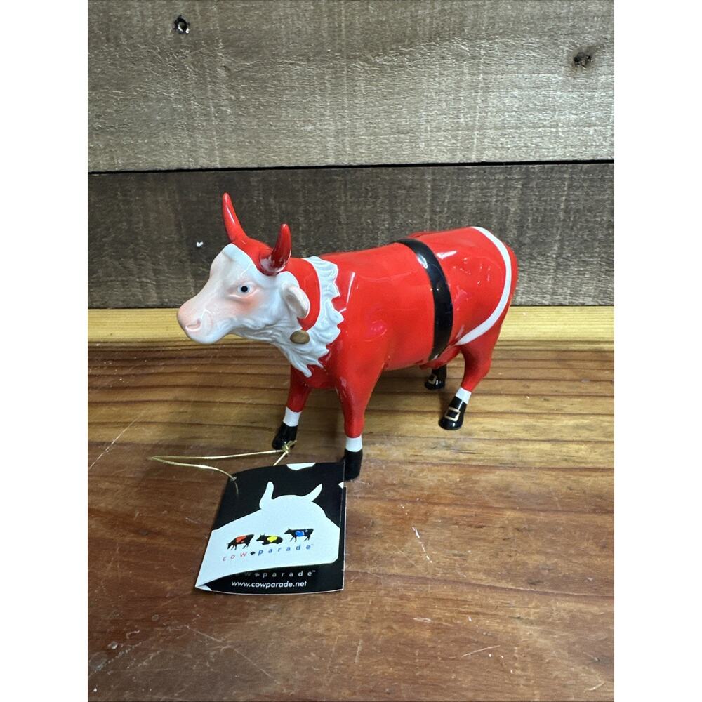 Cow Parade Santa Cow Figurine Ceramic Red Holiday Cow 9208 In Box